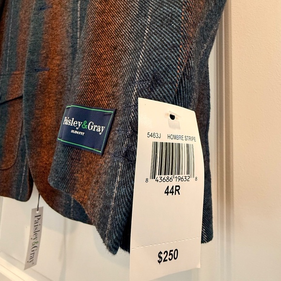New w tags! Paisley & Gray Slim Fit Bromley Notch fall Suit. 44R, pants-38x32. - Picture 4 of 16